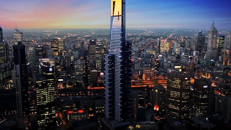 Aerial view of Eureka Skydeck near Novotel Melbourne