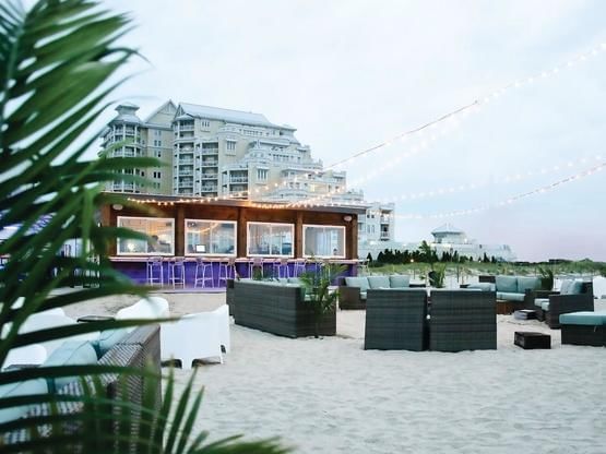 bar on beach with seating options
