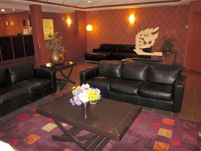 Interior of the lobby lounge area at Franklin Suite Hotel, Fort Mcmurray Hotels Downtown