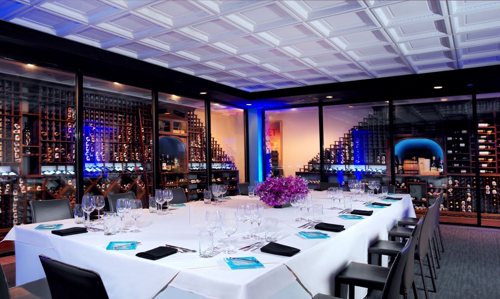 private dining room surrounded by wine cellar