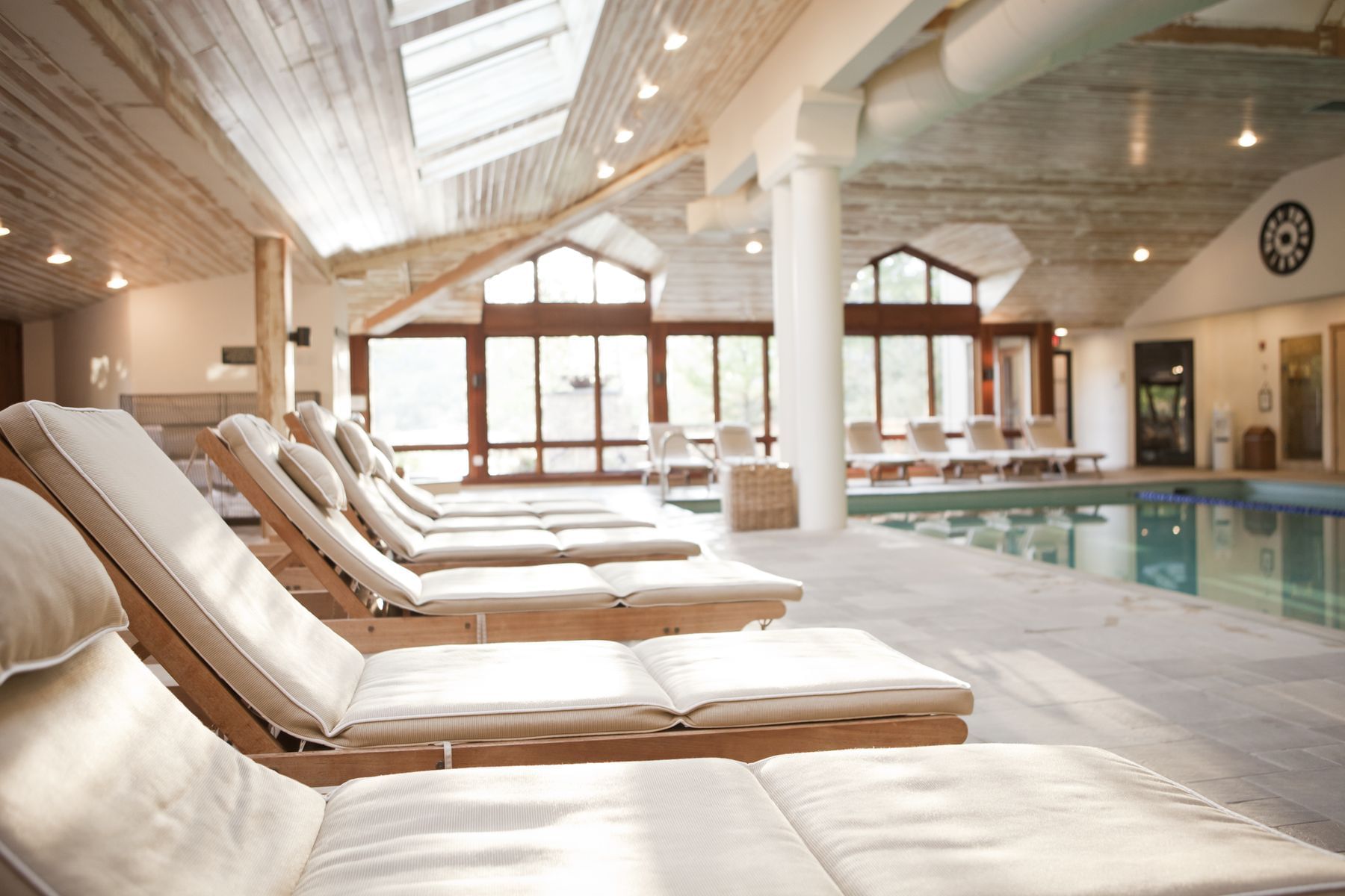 Pool chairs by the Spa pool area at Topnotch Stowe Resort