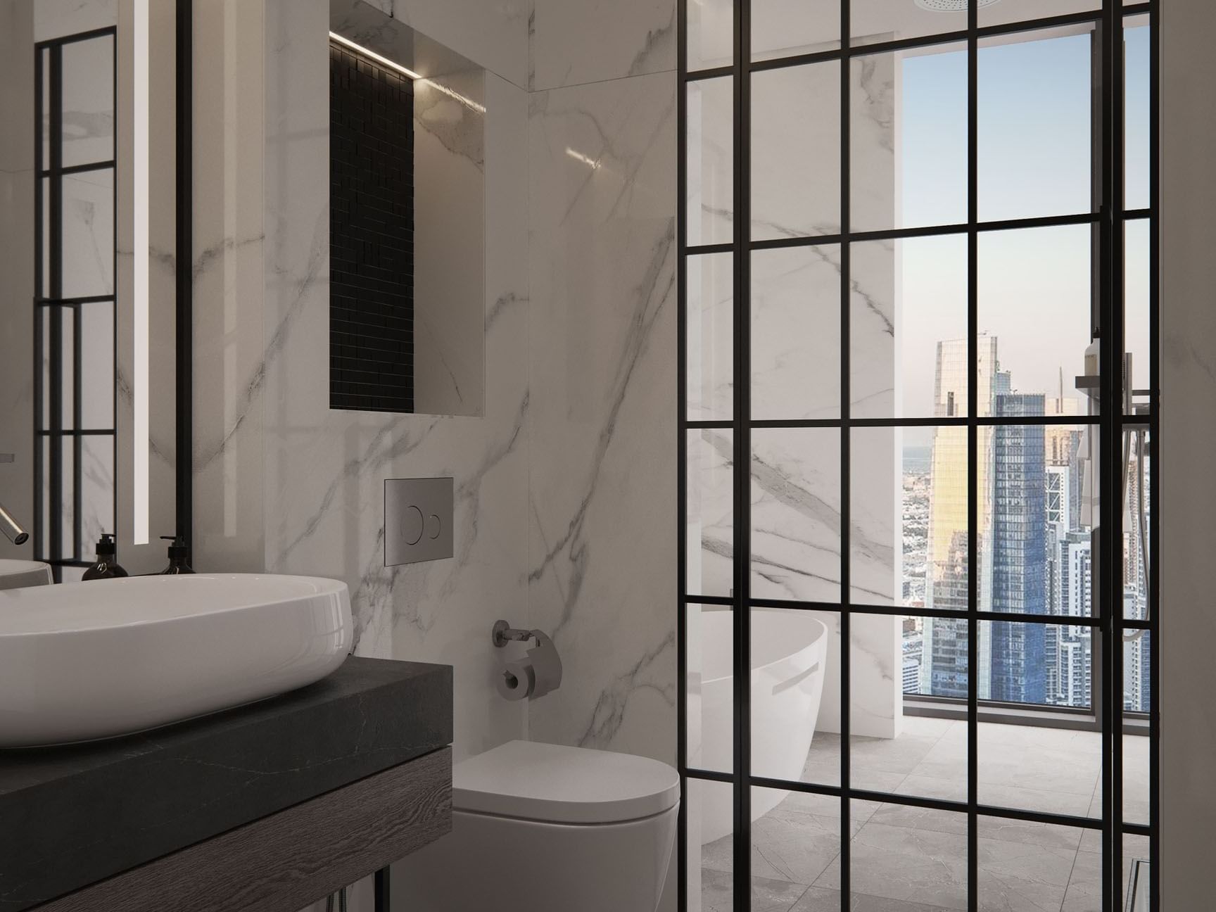 A bathroom with a sink and a toilet at Paramount Hotel Midtown