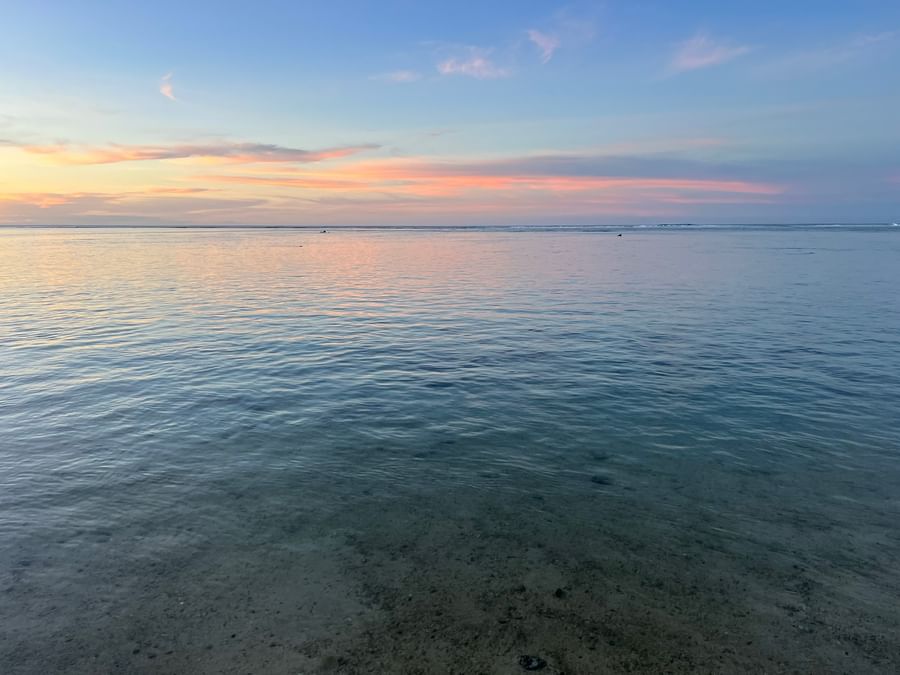 Clear waters and beautiful sunset at Tambua Sands Beach Resort in Sigatoka.