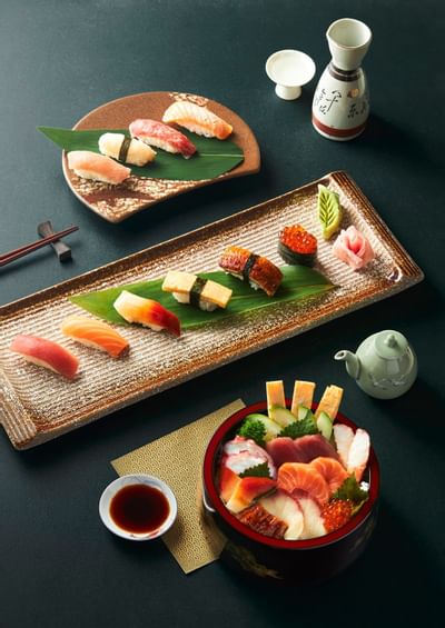 Close-up of Nigiri sushi platter served at Hanoi Daewoo Hotel