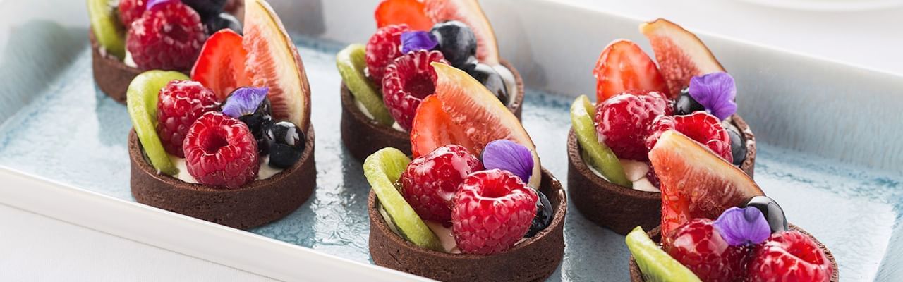 Closeup of a dessert dish served at Crown Hotel Perth