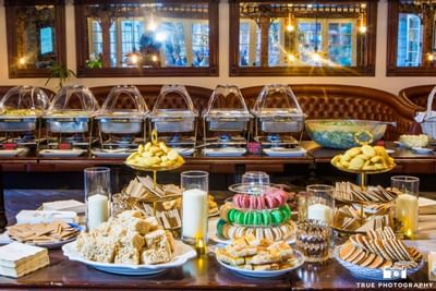 Close-up of Dessert bar and buffet at Horton Grand Hotel