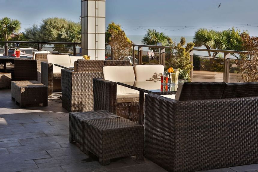 Outdoor dining in Vista Bar Terrace at The View Eastbourne