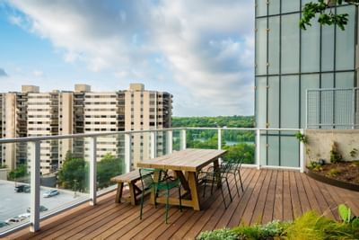 Dining patio on the terrace at Austin Condo Hotel