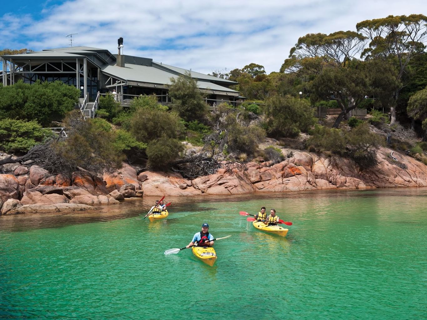 People on Kayaking at the Great Oyster Bay in  Freycinet Lodge