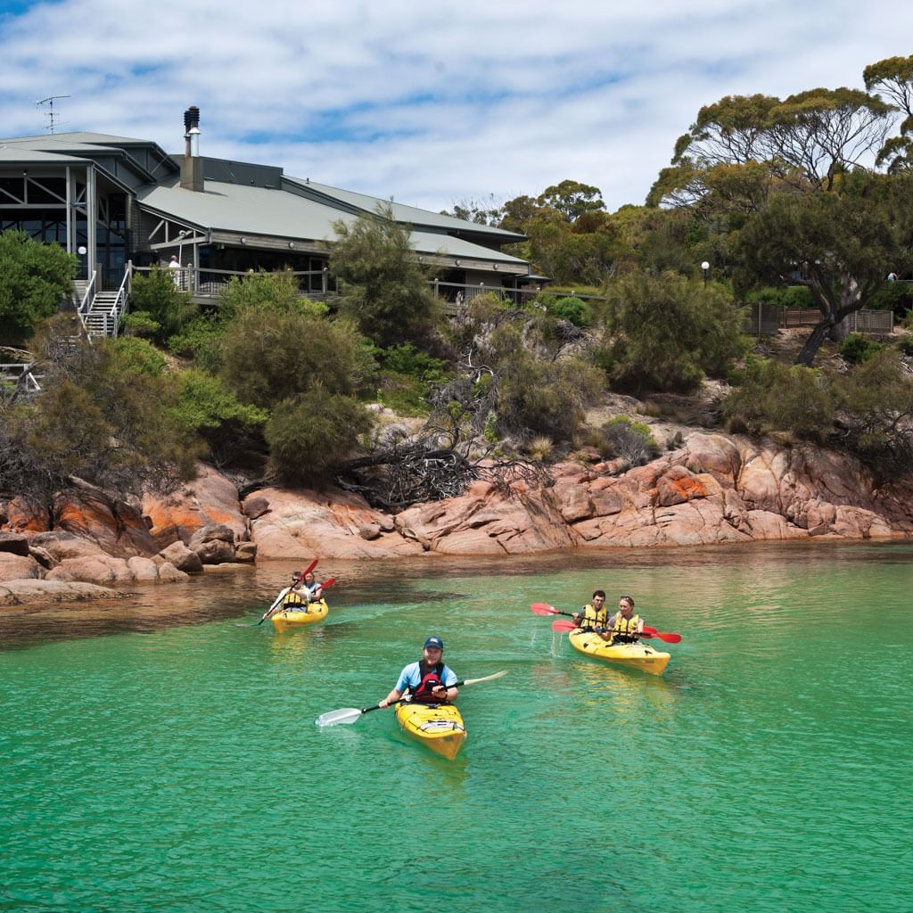 People on Kayaking at the Great Oyster Bay in  Freycinet Lodge