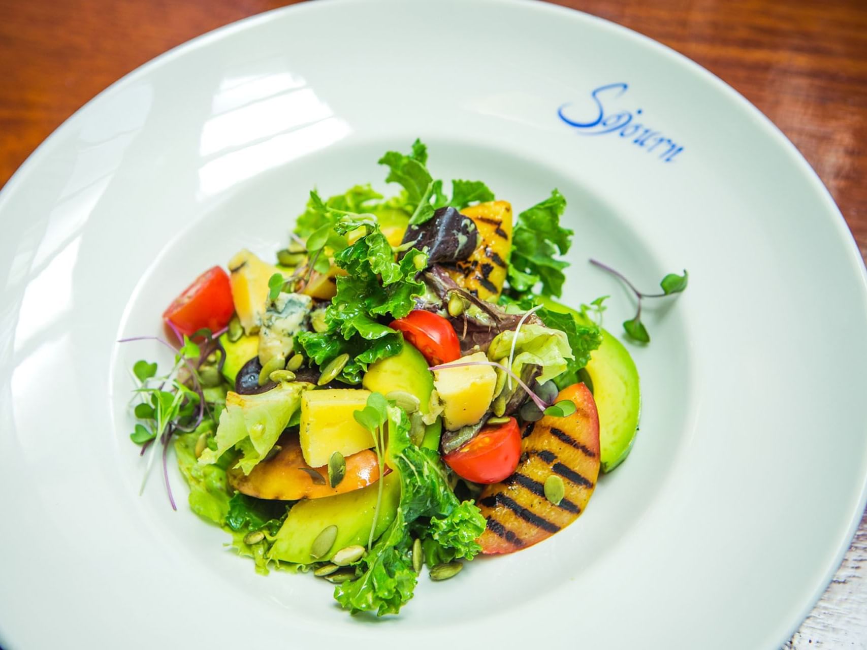 Salad served in Sojourn Restaurant & Bar at James Cook Hotel