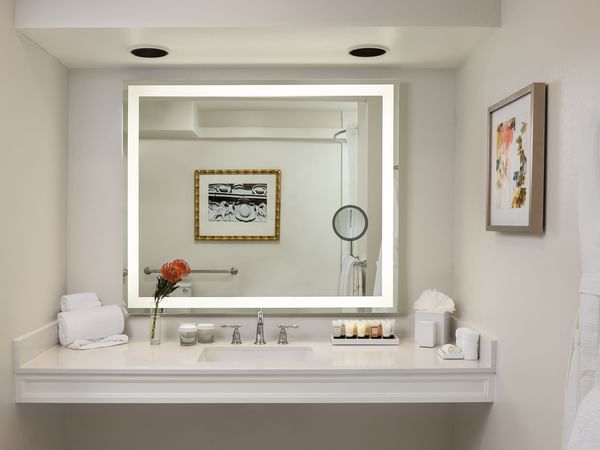 Bathroom vanity in ADA room at Warwick Melrose Dallas