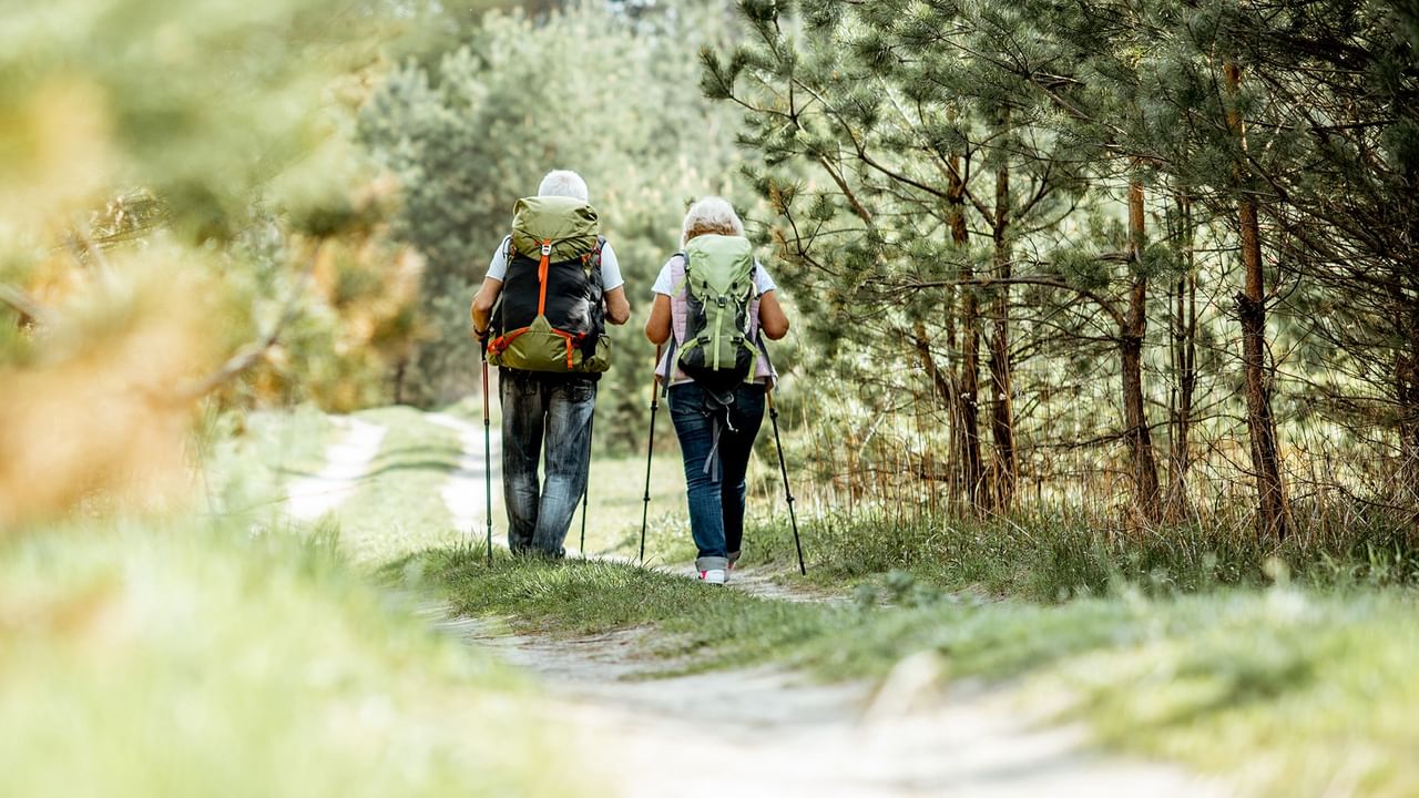 senior couple hiking