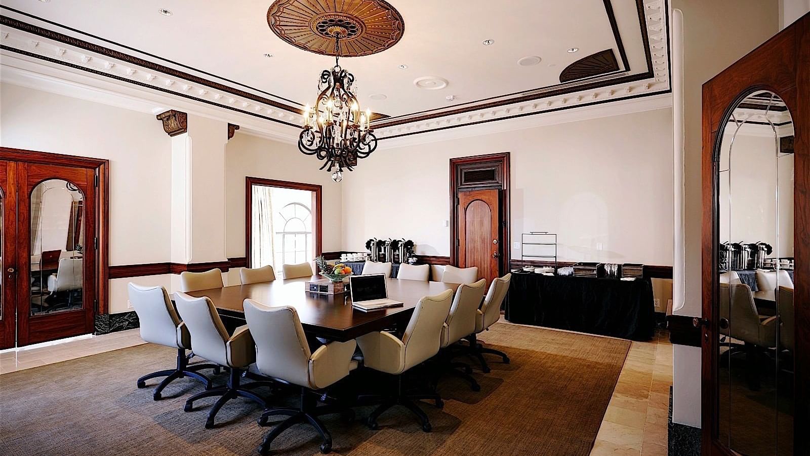 Boardroom set-up in Writing Room at The Mayo Hotel