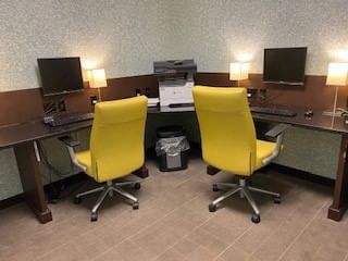 2 computer stations at the Business Center in Kinzie Hotel