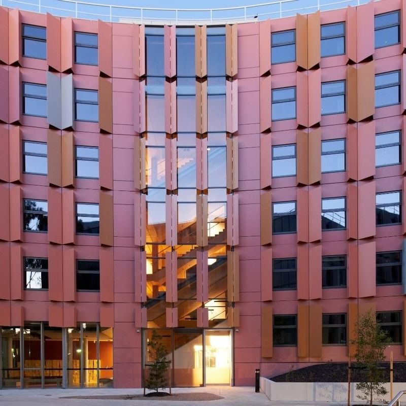 La Trobe University - North and South Apartments with modern design and numerous windows.