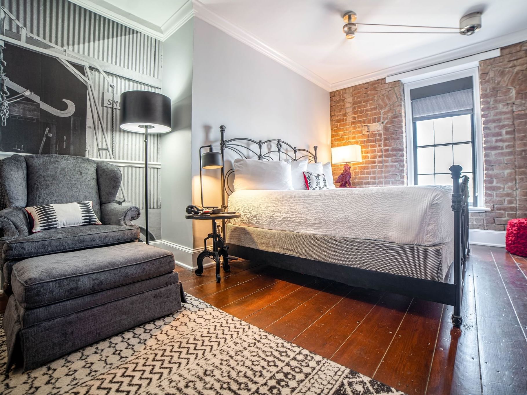 Side view of king size bedroom at River Street Inn