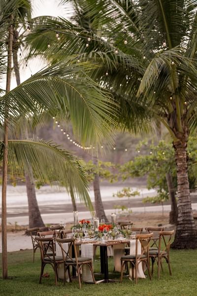 A dining & lounge area with a beach view at Punta Islita Hotel