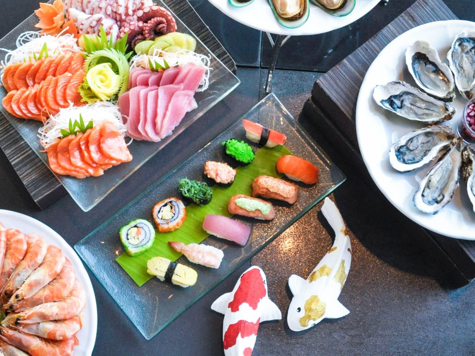 Fresh sushi dishes served at Eastin Hotel Makkasan Bangkok