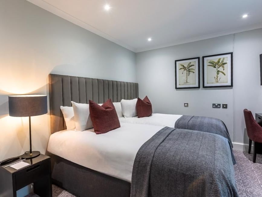 Twin room in courtyard at Gorse Hill Hotel in Surrey
