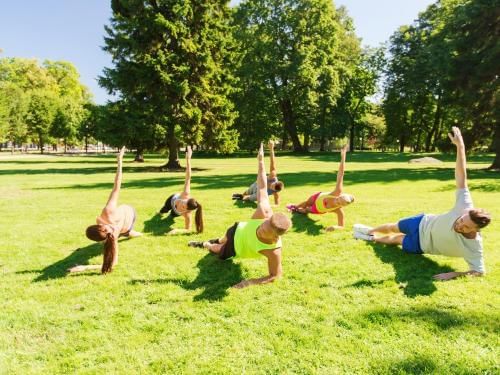 Peoples training in the park near Grand Coloane Resort