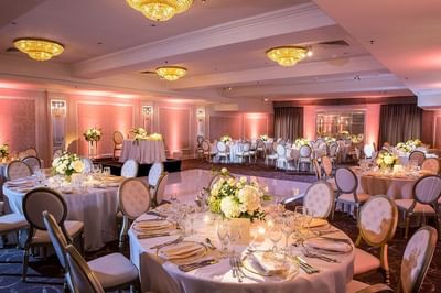 Banquet set-up in Felix-Leclerc Hall at Chateau Vaudreuil