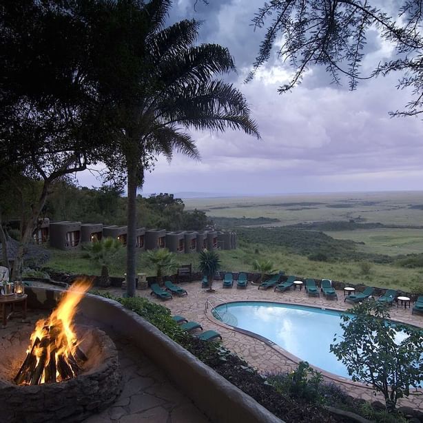 Campfire Near The Pool At Mara Serena Safari Lodge