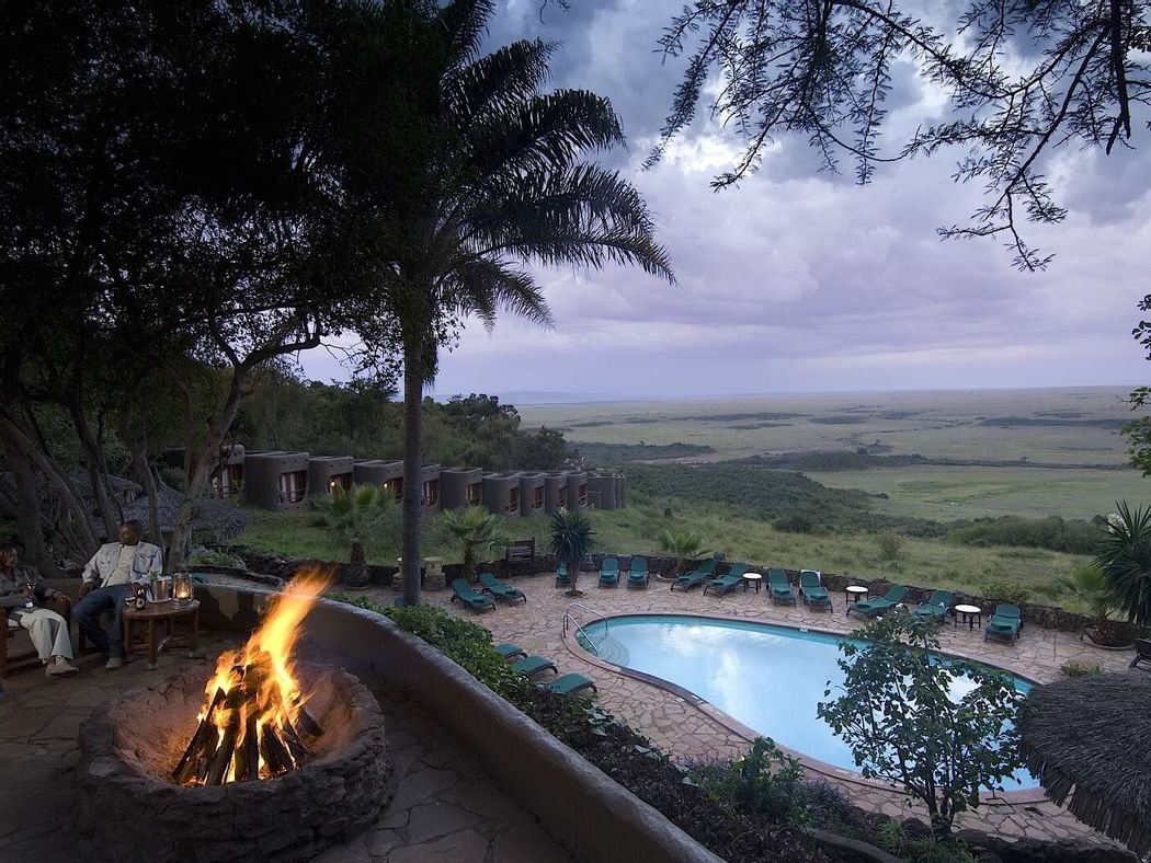 Campfire Near The Pool At Mara Serena Safari Lodge