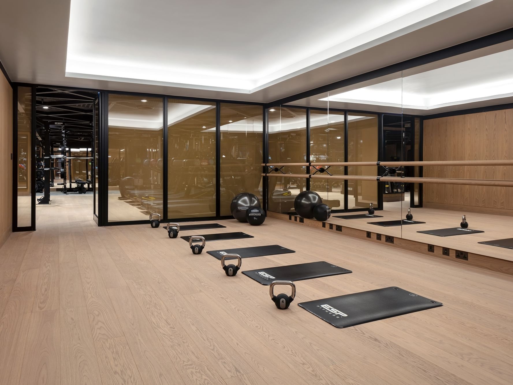 Interior of the cardio area of the Gym at The Londoner Hotel