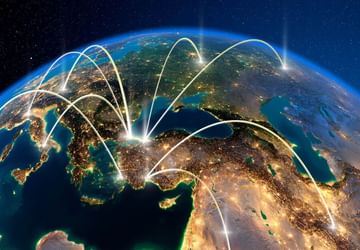 Image of Global world telecommunication network with nodes connected used at Titanic Hotels