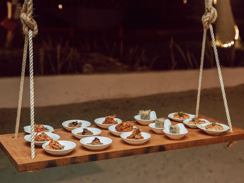Foods served in Swing for a wedding at The Explorean Kohunlich