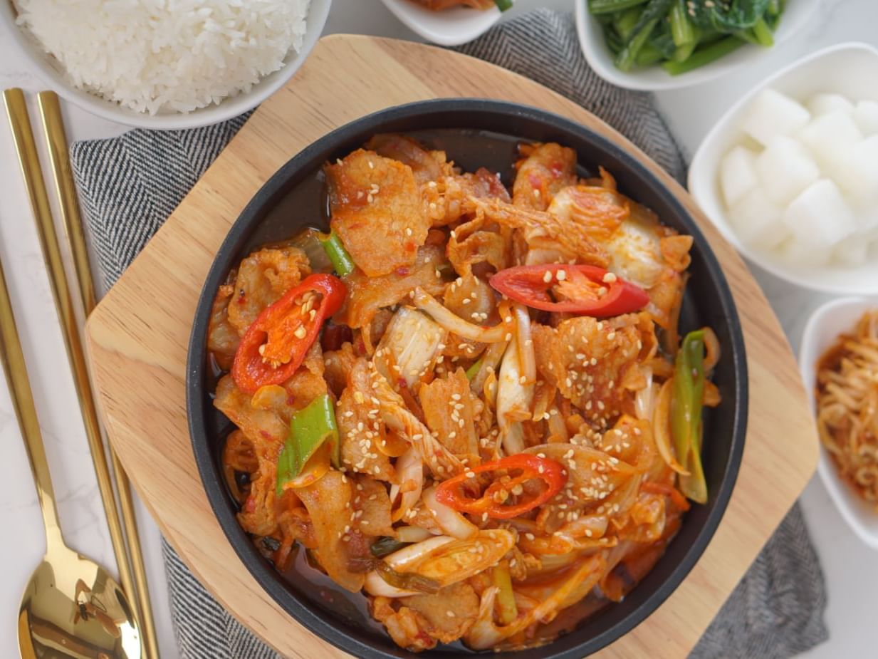 Close-up of Korean dish served at Chatrium Golf Resort