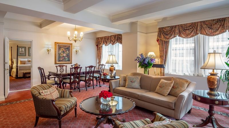 Living and dining area in Suite of the Stars at Warwick New York