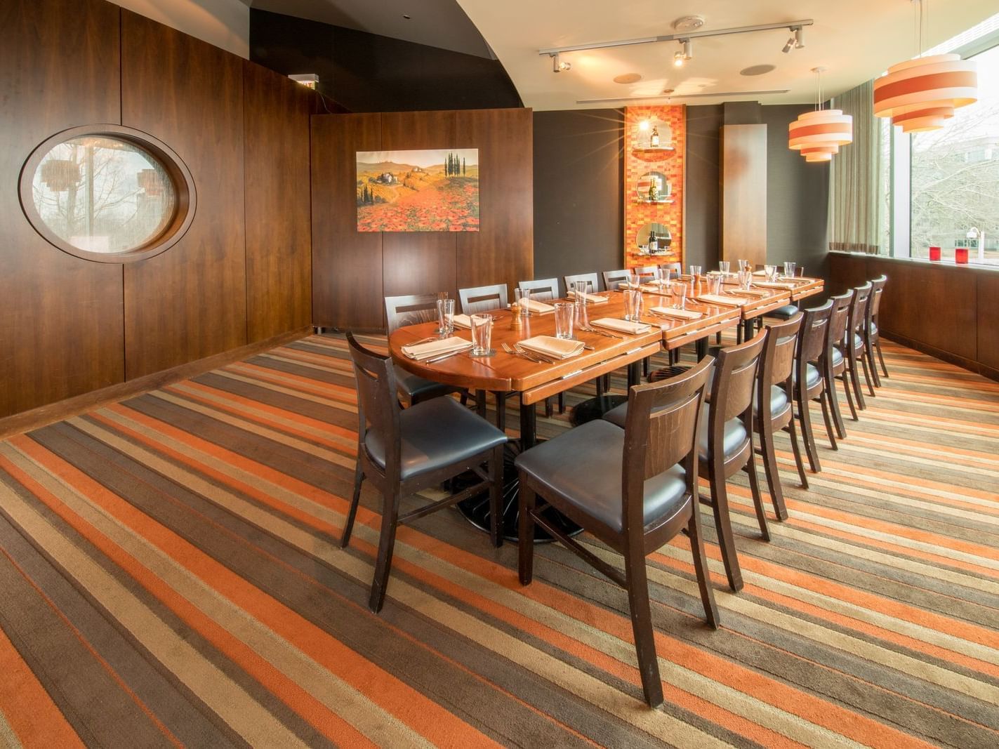 a large table with chairs