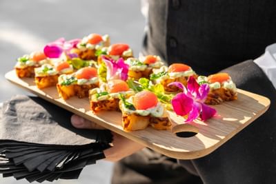 Appetizers held by a waiter