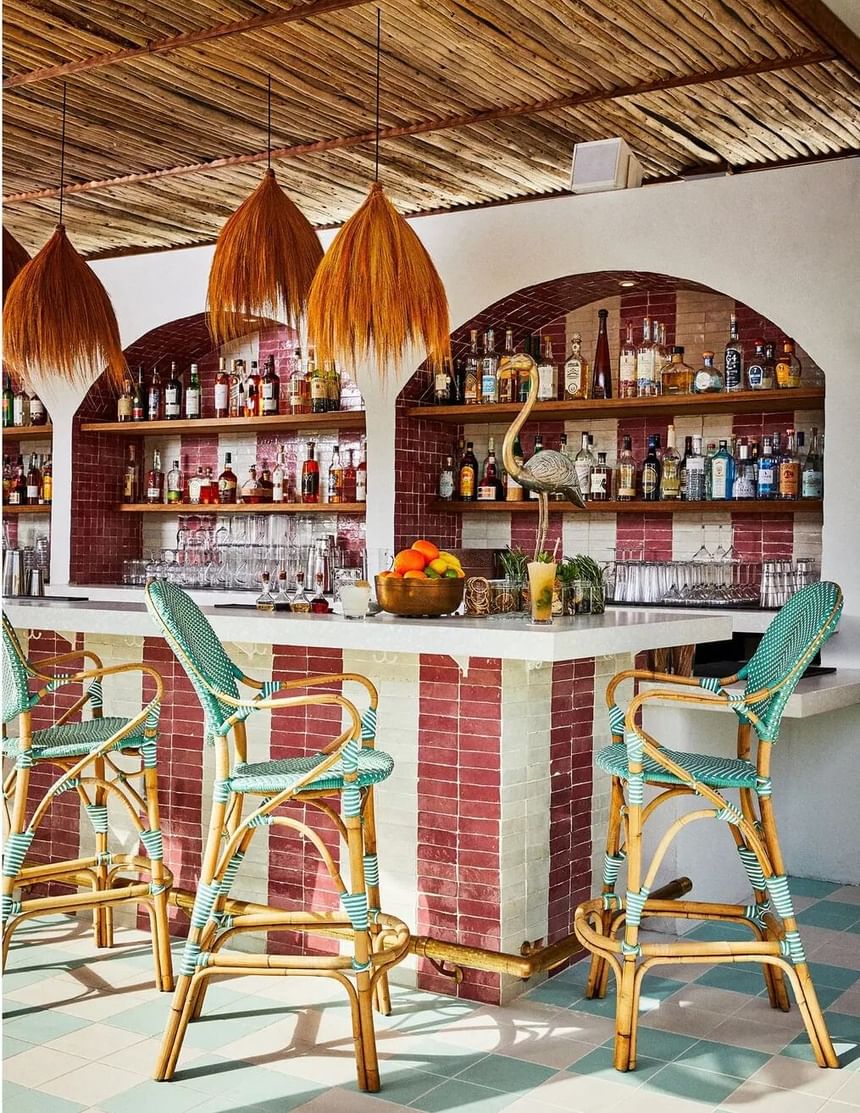 Andalusian-style gin & tapas bar counter at Esme Miami Beach