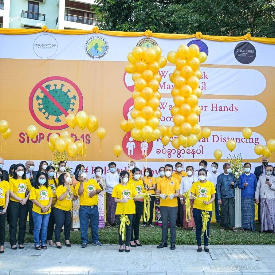 Group photo taken while the Covid-19 Prevention Yellow Campaign