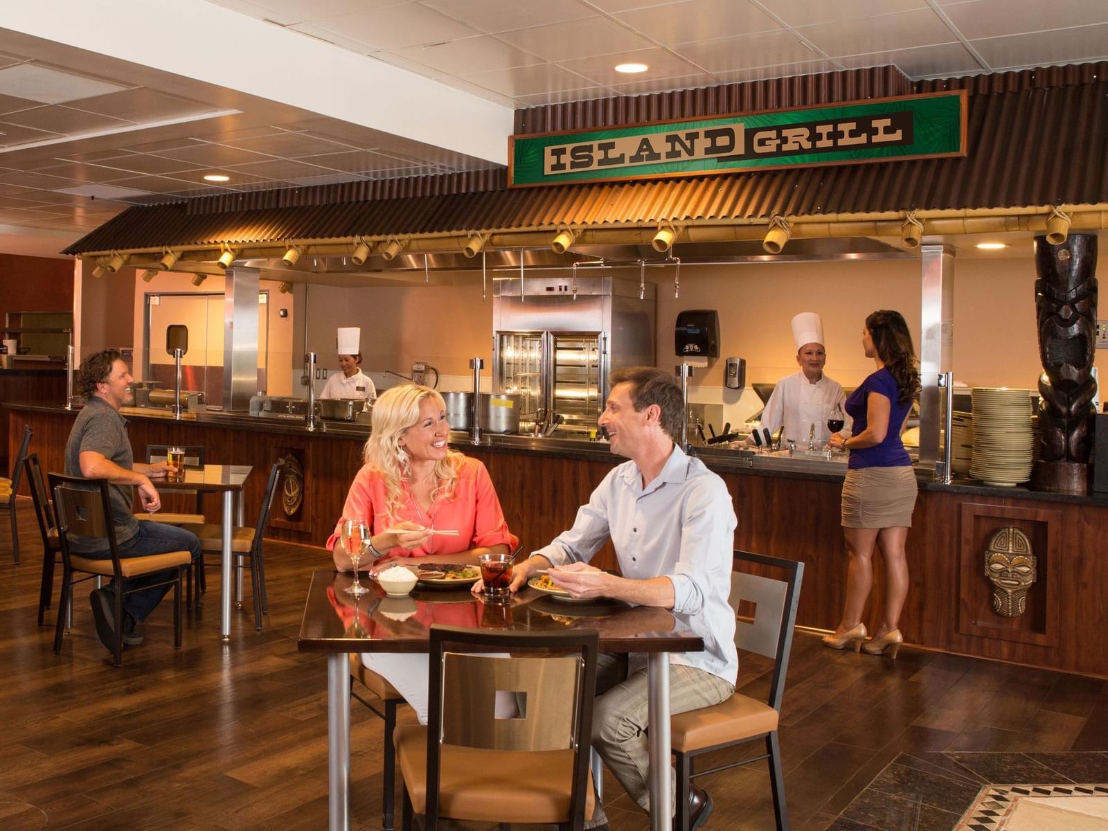 people eating at restaurant