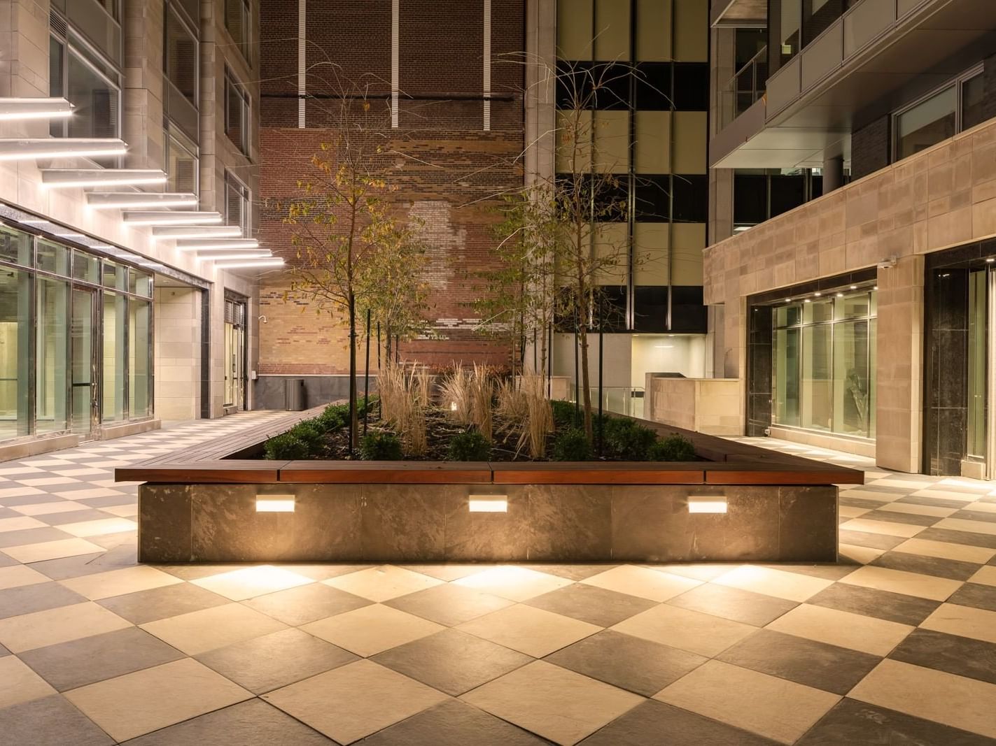 outdoor terrace with landscaping