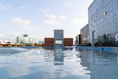Close-up of the rooftop pool at Austin Condo Hotel
