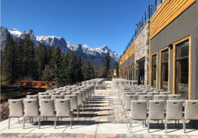 Chairs arranged in the patio at The Malcolm Hotel