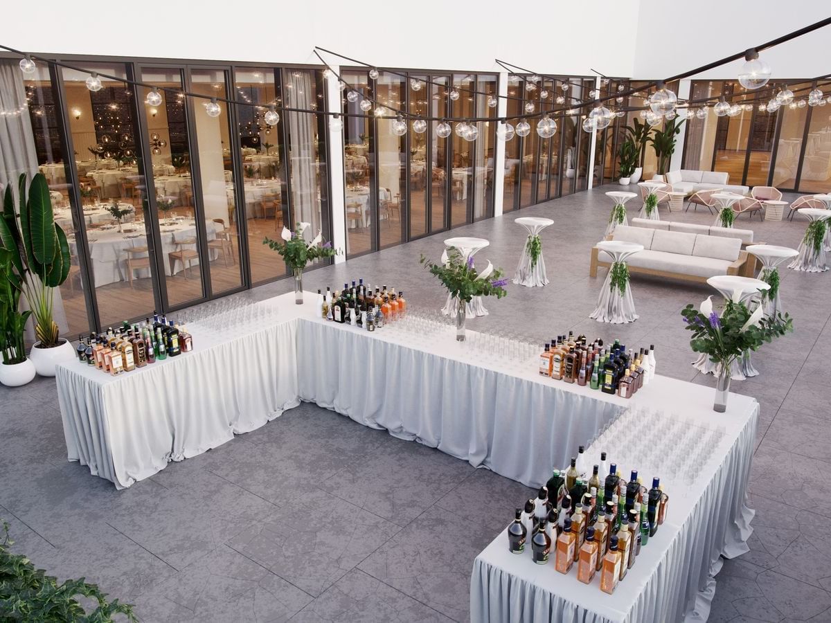 Outdoor bar setup at the Rockaway Hotel