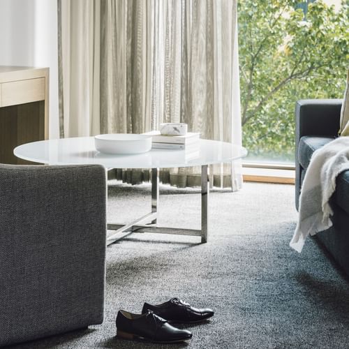 Lounge area in 1 Bedroom Apartment at Como Melbourne