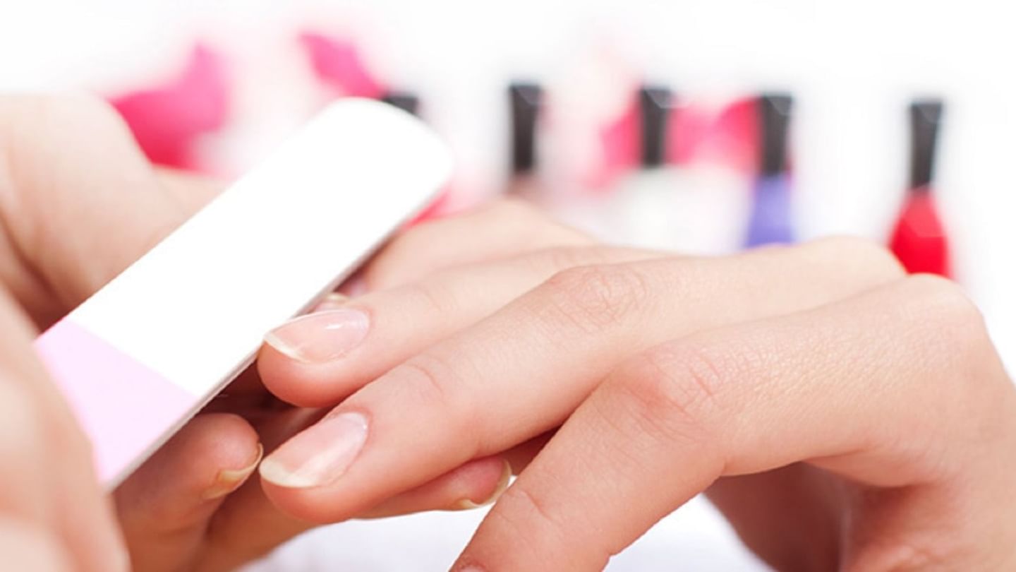 Close-up of lady getting a manicure in the Nail spa at The Banjaran Hotsprings Retreat