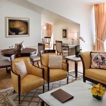 Living area of Premier Versace Club at Palazzo Versace Dubai