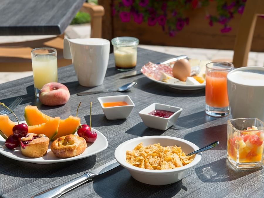 Breakfast dish served at Chalet-Hotel Les Gentianettes