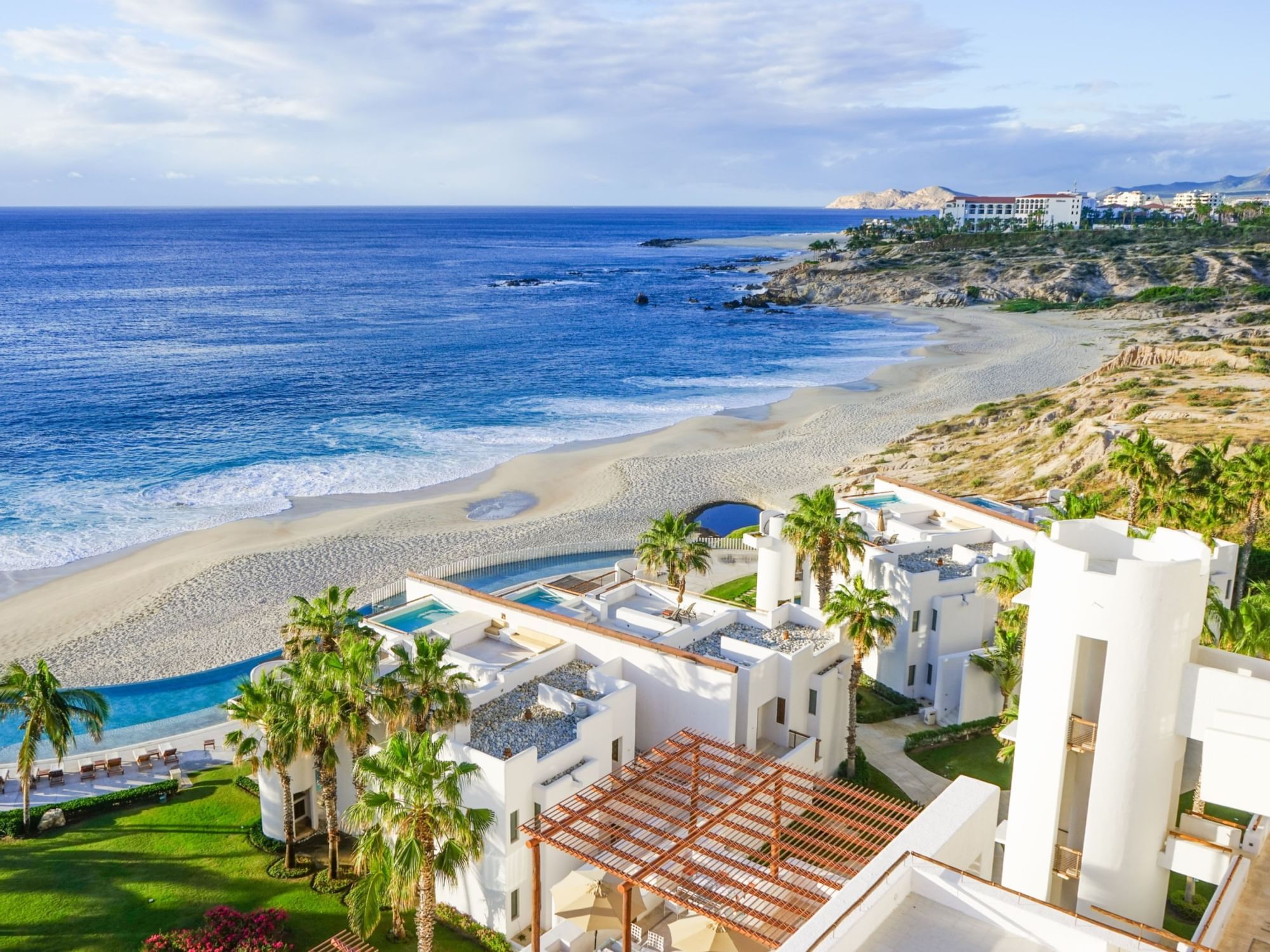Beautiful aerial view of Marquis Los Cabos with the Sea shallow