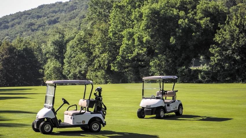Voiturettes de golf du Domaine de Divonne.