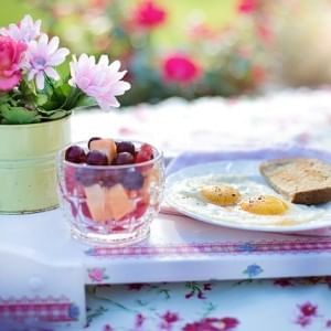 Breakfast served with cup of fruit in a restaurant near Lake Buena Vista Resort Village & Spa