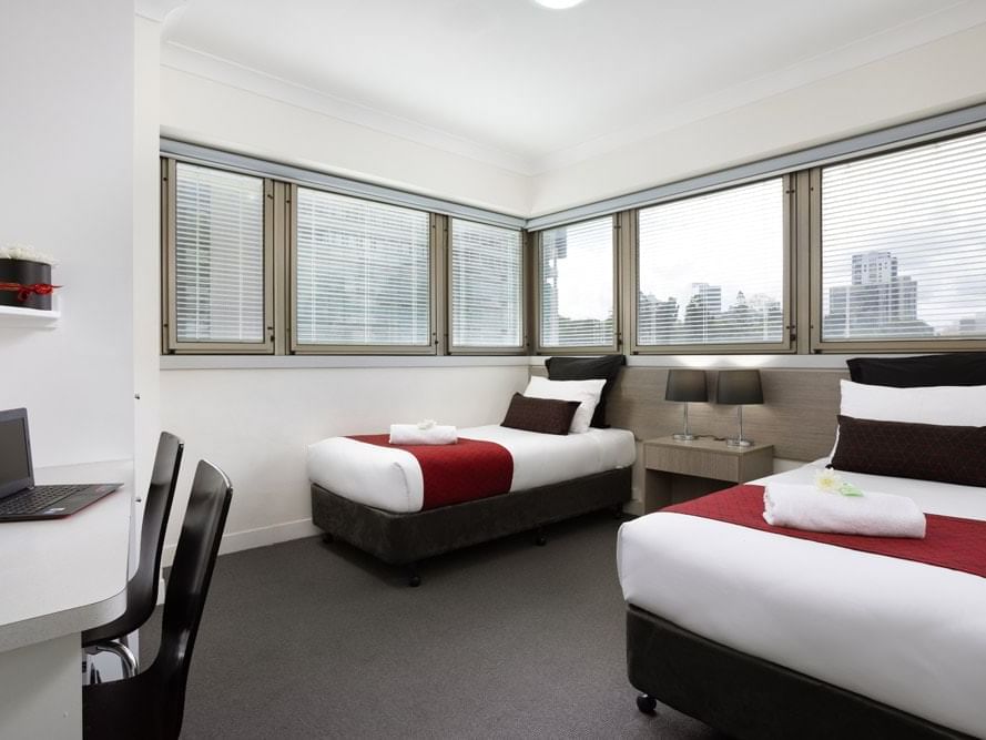 Two beds in Double plus single room at George Williams Hotel